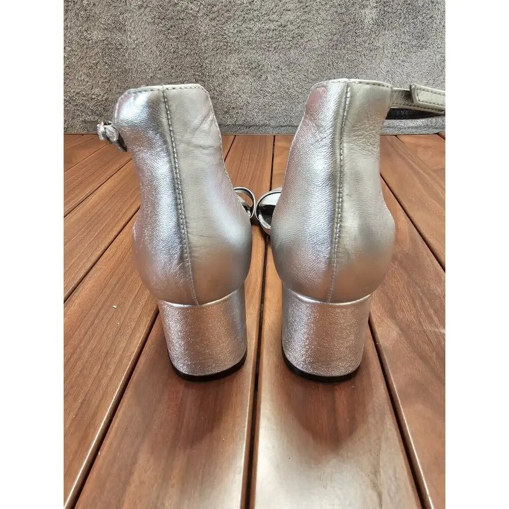 STEVE MADDEN Womens Irenee Luxe Open Toe‎ Silver Formal Ankle Strap Sandals 8 M